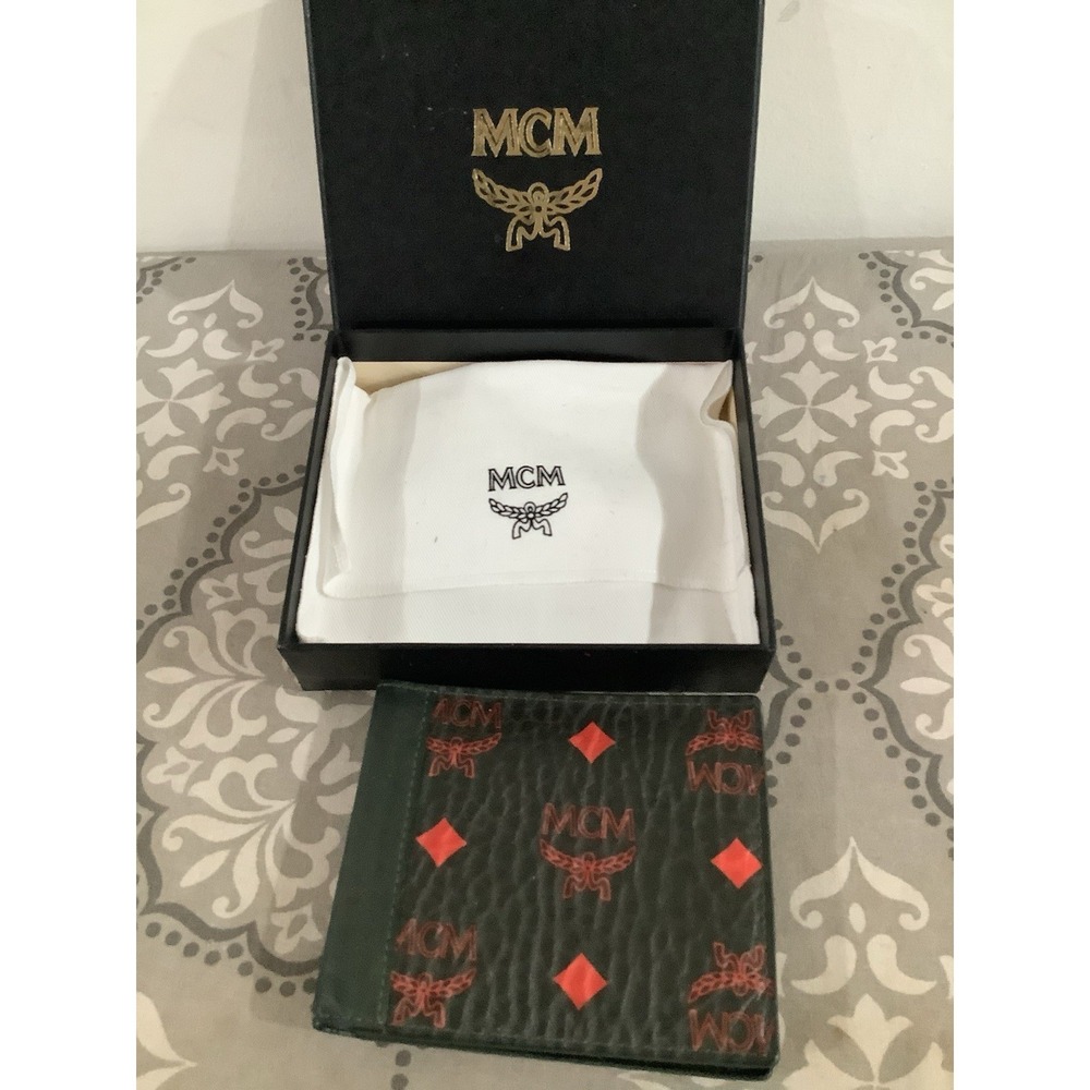 Unisex Mcm bifold wallet green and orange